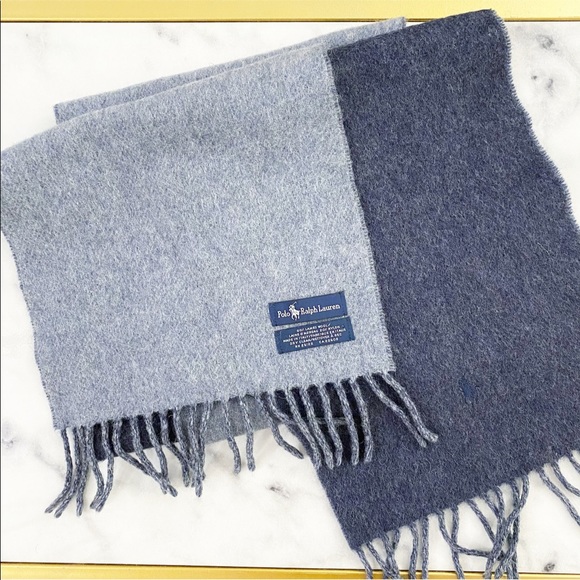 Polo Ralph Lauren Double Sided Blue Wool Scarf